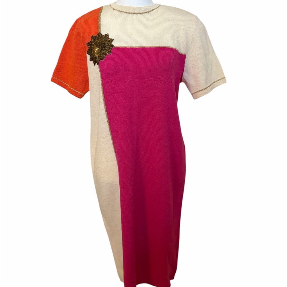 Vintage Colorblock Pink and Orange Dress